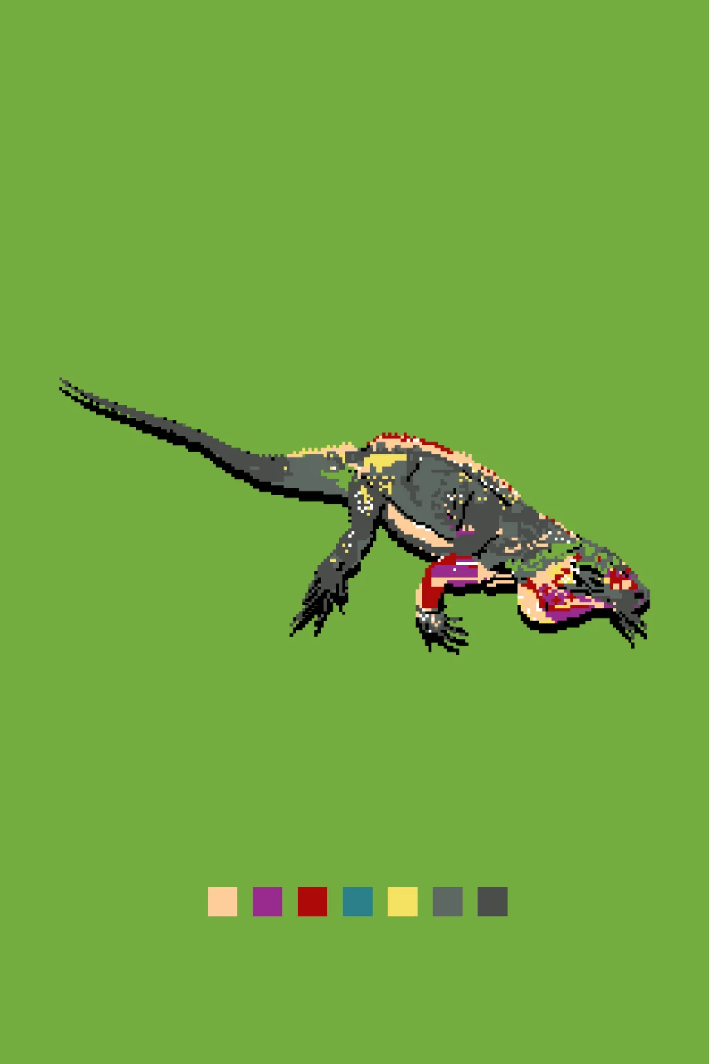 pixelated reptile, artwork by Jiahao Wan, Efface Studio